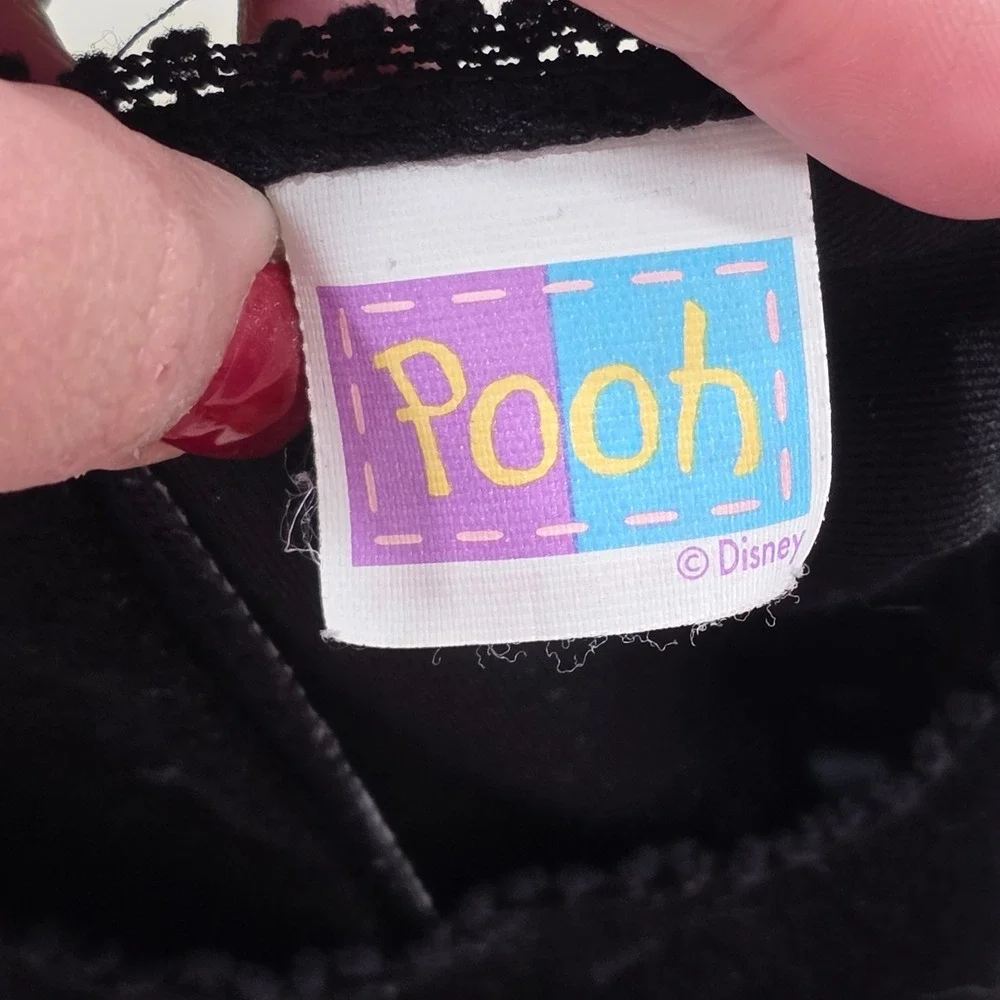 Vintage Disney Winnie the Pooh Black Velour Denim Skirt Dress 18M Long Sleeve